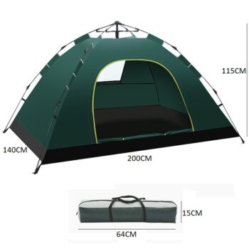 Zelený kempingový stan pre 2-3 osoby 200 x 140 x 115 cm
