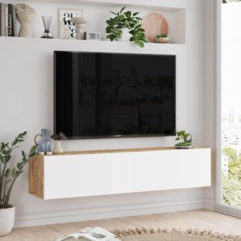 FREY 10: Elegancia bielej farby spojená s teplom borovice v stolíku pre TV Model FREY 10 predstavuje dokonalú syntézu elegancie a funkčnosti v kategórii televíznych stolíkov. Jeho kombinácia bielej a borovice prináša jemný kontrast, ktorý zároveň vytvára harmonický vzhľad ideálny pre obývačku, kanceláriu alebo pracovňu.  Typ tovaru: stolík TV - esenciálny kúsok pre moderné interiéry Materiál: kvalitné LTD s hrúbkou 18 mm, čo zaisťuje dlhú odolnosť a stabilitu Rozmery: 140 x 31, 6 x 29,6 cm - optimalizované pre maximálne využitie priestoru Farba: svieža biela doplnená o teplú borovicu, vytvárajúca unikátny vizuálny dojem Vybavenie : dve priestranné dvierka (skrinka) ponúkajú dostatok miesta na skladovanie elektroniky alebo ďalšieho príslušenstva Štýl: moderný a dizajnový vzhľad, ktorý je v súlade s aktuálnymi trendmi Tvar: obdĺžnikový a rovný - jednoduchosť a elegancia v jednom  Urobte svoju obývačku ešte pohodlnejšou a štýlovejšou s modelom FREY 10< /strong>. Tento televízny stolík je tou pravou voľbou pre všetkých, ktorí hľadajú kombináciu kvality, designu a funkčnosti.