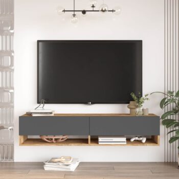 FREY 11: Televízny stolík, kde sa stretáva borovica s antracitom FREY 11 je televízny stolík pre tých, ktorí hľadajú dokonalú symbiózu medzi prírodným vzhľadom borovice a sofistikovaným odtieňom antracitu. Navrhnutý pre moderné obývacie izby, kancelárie a pracovne, tento stolík zaujme svojim jedinečným dizajnom a praktickosťou.  Typ tovaru: stolík TV - ideálny doplnok pre vaše zariadenie a médiá.  Materiál: LTD s hrúbkou 18 mm, ktorý garantuje vysokú odolnosť a dlhú životnosť výrobku. Rozmery: 140 x 31 ,6 x 29,6 cm - kompaktná veľkosť s maximálnym využitím priestoru. Farba: kombinácia borovice a antracitu, ktorá prináša moderný a zároveň teplý vzhľad. Vybavenie: dve plné dvierka so skrinkou a praktickými odkladacími policami pre uskladnenie všetkého potrebného. Štýl: moderný a dizajnový, ktorý očarí svojou jednoduchosťou a eleganciou . Tvar: obdĺžnikový a rovný - klasickosť v najlepšom slova zmysle.  S FREY 11 získate nielen praktický nábytok, ale aj skvostný dizajnový kúsok, ktorý oživí každý interiér. Kombinácia borovice a antracitu je tou pravou voľbou pre moderné domácnosti.