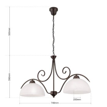 2-pl. Závesná lampa JANA s alabastrovým sklom