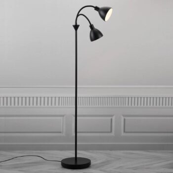 2-plameňová stojaca lampa Ray z čierneho kovu