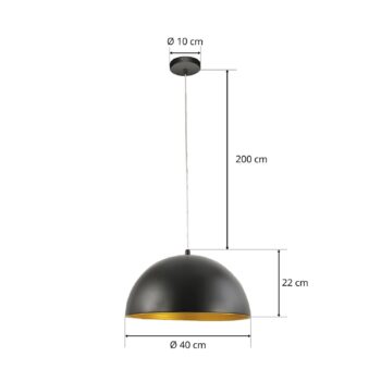 2-plameňová závesná lampa Dingle čierno-zlatá