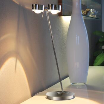2-svetelná stolová lampa PUK TABLE, chróm