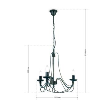 3-plameňová závesná lampa CLARA vidiecky dom
