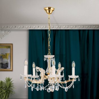 5-plameňový visiaci luster TJURA, 60 cm