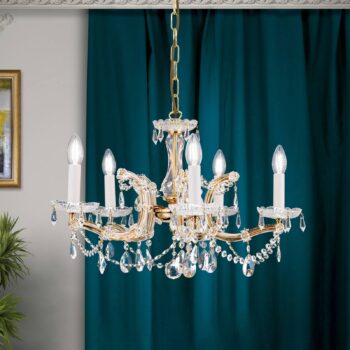 5-plameňový visiaci luster TJURA, 60 cm