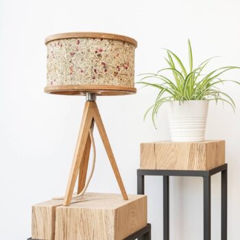ALMUT 2610 stolová lampa seno/červené ružové kvety