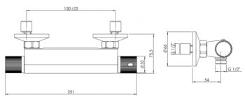 AQUALINE - ACTION nástenná sprchová termostatická batéria, chróm MB155