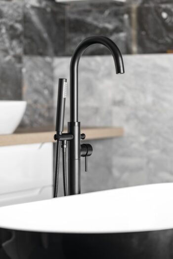 AQUALINE - CETO vaňová batéria do podlahy, čierna mat BV357B