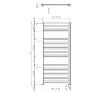 AQUALINE - DIRECT-E elektrické vykurovacie teleso, rovné, 450x960 300 W, biela ILE94T