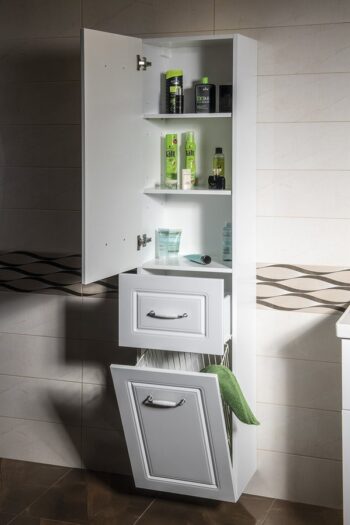 AQUALINE - FAVOLO skrinka vysoká s košom 40x184x31cm, biela mat FV180
