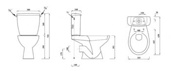 AQUALINE - JUAN WC kombi misa, dvojtlačidlo, zadný odpad, biela LC2154