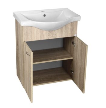 AQUALINE - KERAMIA FRESH umývadlová skrinka 60,6x74x34cm, dub platin 50065
