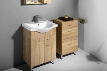 AQUALINE - KERAMIA FRESH umývadlová skrinka,1 zásuvka, 60,6x74x34cm, dub platin 50066
