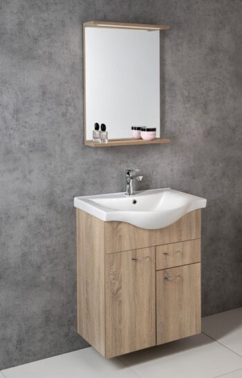 AQUALINE - KERAMIA FRESH umývadlová skrinka,1 zásuvka, 60,6x74x34cm, dub platin 50066