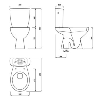 AQUALINE - MIGUEL WC kombi misa, dvojtlačidlo, spodný odpad, biela LC2258