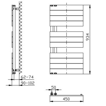 AQUALINE - MILI vykurovacie teleso 450x934 biela DC600T