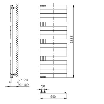 AQUALINE - MILI vykurovacie teleso 600x1222 biela DC620T