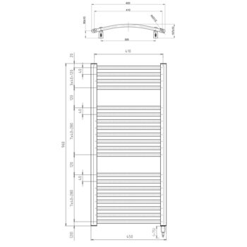 AQUALINE - ORBIT-E elektrické vykurovacie teleso, oblé, 450x960 300 W, biela ILEO94T