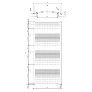 AQUALINE - ORBIT-E elektrické vykurovacie teleso, oblé, 600x1320 600 W, biela ILEO36T