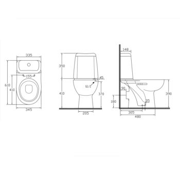 AQUALINE - RIGA WC kombi, dvojtlačítko 3/6, zadný odpad, splachovací mechanizmus, biela RG601