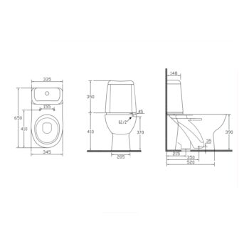 AQUALINE - RIGA WC kombi, dvojtlačítko 3/6l, spodný odpad, splachovací mechanizmus, biela RG801