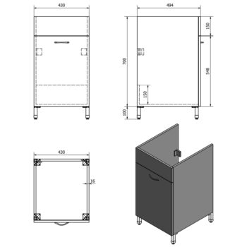 AQUALINE - Skrinka pod výlevku 43x70x49,6cm, biela 57034