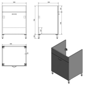 AQUALINE - Skrinka pod výlevku 59,5x70x49,4cm, biela 57035