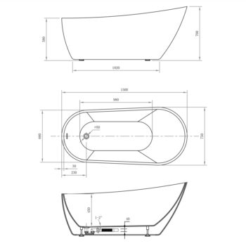 AQUALINE - TISA voľne stojaca vaňa 150x75cm, biela E1575