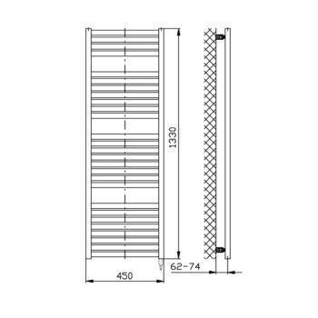 AQUALINE - TONDI-E elektrické vykurovacie teleso, rovné, 450x1330 500 W, čierna matná DE476T