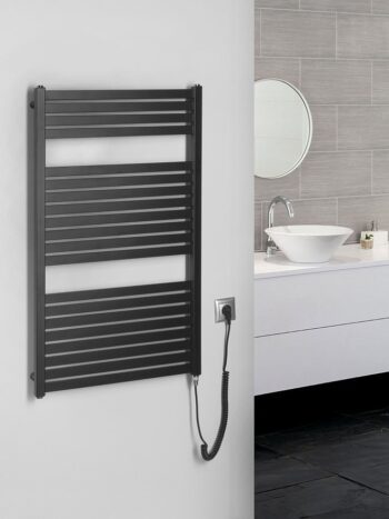 AQUALINE - TONDI-E elektrické vykurovacie teleso, rovné, 600x970 400 W, čierna matná DE466T