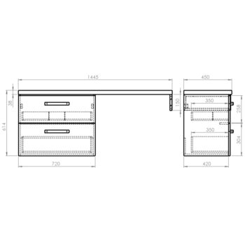 AQUALINE - VEGA Nábytková zostava do kúpeľne, šírka 145 cm, biela/dub platina VG073-02