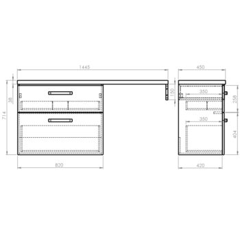 AQUALINE - VEGA Nábytková zostava do kúpeľne, šírka 145 cm, biela/dub platina VG083-02
