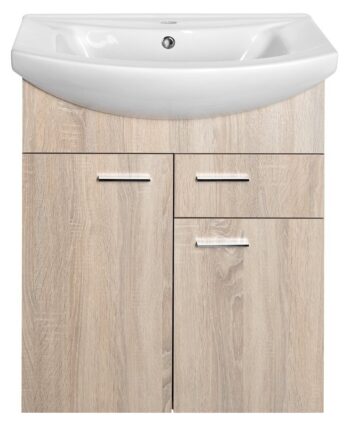 AQUALINE - ZOJA umývadlová skrinka 61,5x74x32cm, 2x dvierka, 1x zásuvka, dub platin 51165