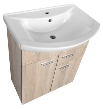 AQUALINE - ZOJA umývadlová skrinka 61,5x74x32cm, 2x dvierka, 1x zásuvka, dub platin 51165