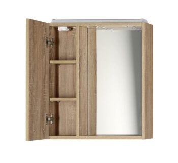 AQUALINE - ZOJA/KERAMIA FRESH galérka s LED osvetlením 60x60x14cm, ľavá, dub platin 45027