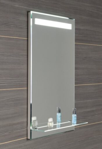 AQUALINE - Zrkadlo s LED osvetlením a policou 50x80cm, gombíkový vypínač ATH52