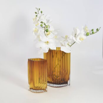 AYTM Folium váza, výška 25 cm, jantárová farba, sklo