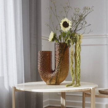 AYTM Váza Arura, jantárová, výška 40 cm, šírka 34 cm, sklo