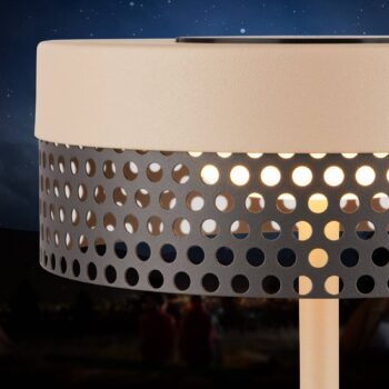 Akumulátorová stolová lampa Booha, béžová, kov, IP44, stmievateľné