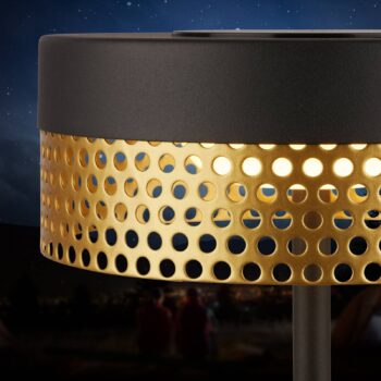 Akumulátorová stolová lampa Booha, čierna, kov, IP44, stmievateľná