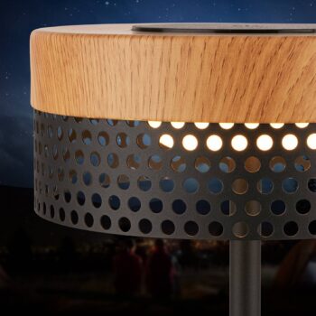 Akumulátorová stolová lampa Booha, hnedá, kov, IP44, stmievateľné