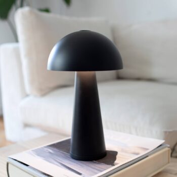 Akumulátorová stolová lampa Fungi pre vonkajšie použitie, čierna