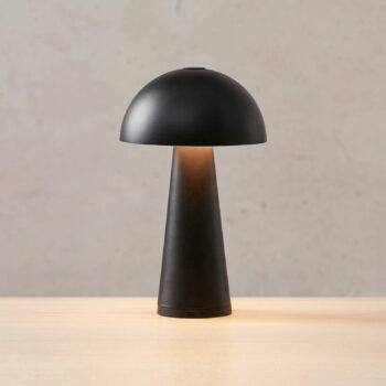 Akumulátorová stolová lampa Fungi pre vonkajšie použitie, čierna