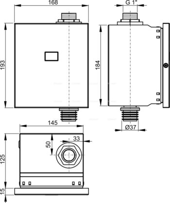 Alcadrain 1 - Alcadrain Automatický splachovač WC, kov, 12 V (napájanie zo siete) ASP3-K ASP3-K