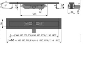 Alcadrain 1 - Alcadrain Podlahový žľab s okrajom pre perforovaný rošt, čierna-mat APZ101BLACK-850 APZ101BLACK-850