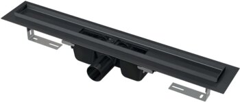 Alcadrain 1 - Alcadrain Podlahový žľab s okrajom pre perforovaný rošt, čierna-mat APZ1BLACK-1050 APZ1BLACK-1050