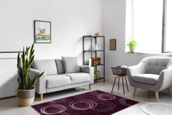 Alfa Carpets, Kusový koberec Circles lila, 160x230, fialová, chodba / predsieň