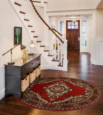 Alfa Carpets, Kusový koberec TEHERAN T-102 red kruh, 160x160 (priemer) kruh, červená, chodba / predsieň