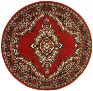 Alfa Carpets, Kusový koberec TEHERAN T-102 red kruh, 160x160 (priemer) kruh, červená, chodba / predsieň
